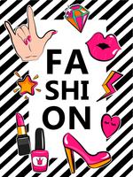Template for fashion with stylish patch badges. vector