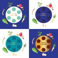 Passover seder plates with food vector