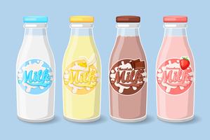 Labels on milk bottles. vector