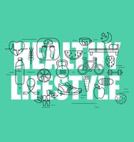 Healthy lifestyle concept in line  vector