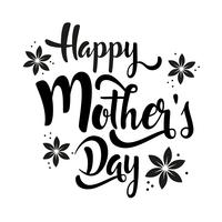 Happy Mother's Day lettering whit flowers. vector