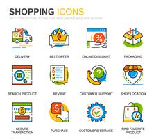 Simple Set Shopping and E-Commerce Line Icons for Website and Mobile Apps vector