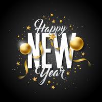 Happy new year one piece pure gold Royalty Free Vector Image