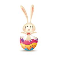 Easter bunny in a cracked easter egg vector