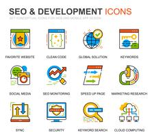 Simple Set Seo and Development Line Icons for Website and Mobile Apps vector