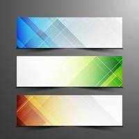 Abstract colorful elegant geometric banners set vector