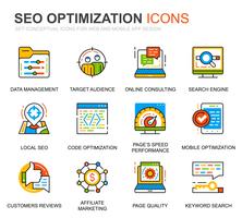 Simple Set Seo and Web Optimization Line Icons for Website and Mobile Apps vector