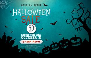 Halloween Sale banner illustration vector