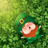 Leprechaun de dibujos animados en el sombrero de copa vector