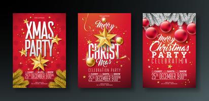 Merry Christmas Party Flyer Illustrations