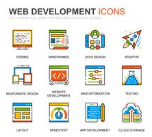 Conjunto de iconos de línea de diseño y desarrollo web simple para sitio web vector