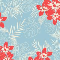 Tropical jungle leaves seamless pattern background vector