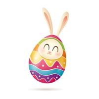 Conejito de Pascua dentro de huevo pintado. vector