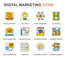 Sencillo conjunto de iconos de línea de negocios y marketing para sitios web y aplicaciones móviles vector