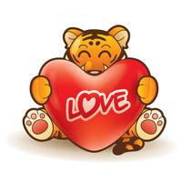 Tiger hugging a heart vector