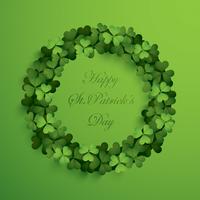 Greeting card with wreath of clover leaves vector