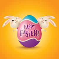 Easter bunnies and egg vector
