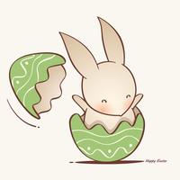 bunny inside a cracked easter egg. vector