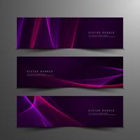 Conjunto de banners moderno ondulado abstracto vector