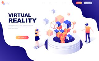 Modern flat design isometric concept of Virtual Augmented Reality vector