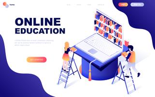 Modern flat design isometric concept of Online Education  vector