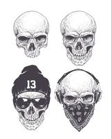 Dotwork Skulls Set vector