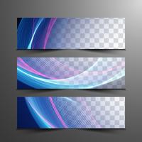 Conjunto de banners elegante ondulado colorido abstracto vector