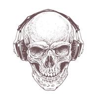 Calavera con auriculares vector