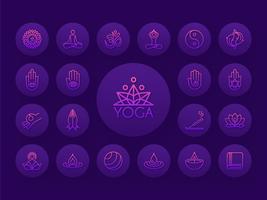 Conjunto de iconos de Vector de contorno degradado de yoga