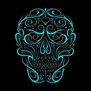 Abstract Skull Shape Turquoise Pattern  vector