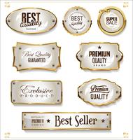 Insignias y etiquetas de oro premium de lujo vector