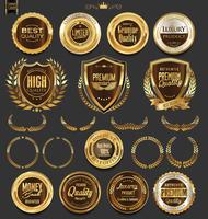 Insignias y etiquetas de oro premium de lujo vector