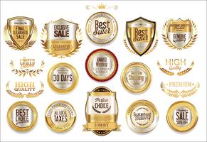 Luxury premium golden badges and labels vector