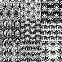 black and white seamless classical greek patterns vector