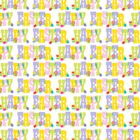 happy easter typography pattern with flowers and eggs vector