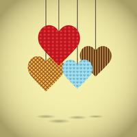 Hanging fabric hearts vector