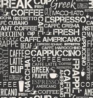 Background seamless tile of coffee words and symbols vector