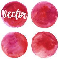 Set of watercolor stain. Spots on a white background. Red, pink.  Circle. Isolated. Vector. vector