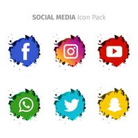 Conjunto de redes sociales populares de acuarela vector