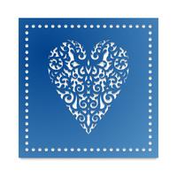 Template heart with flowers for laser cutting, chipboard scrapbooking.