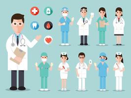 Medical and hospital characters vector