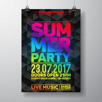 Vector Summer Beach Party Flyer Design con elementos tipográficos