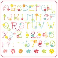 Spring flower alphabet vector