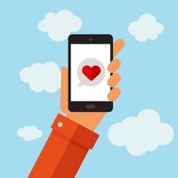 Love message on a Smart-phone mobile vector