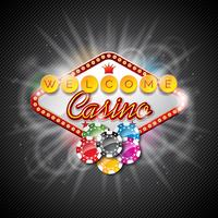 Vector la ilustración en un tema del casino con el color que juega virutas