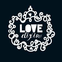 Love elixir. Alchemist elegant monochrome lable. vector