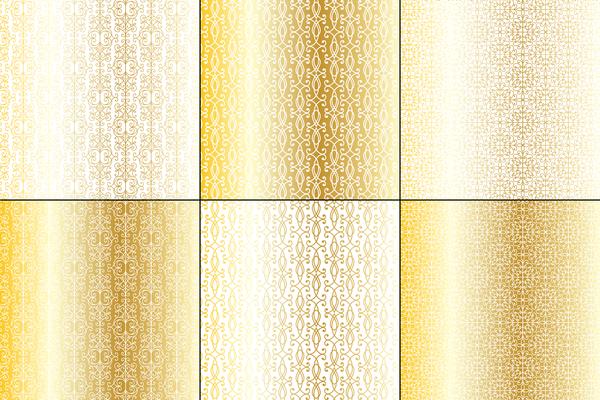 metallic gold and white wrought iron patterns