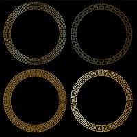 gold fretwork circle frames vector