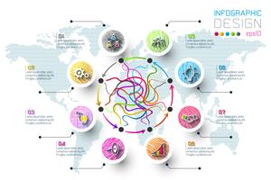 Business doodle color labels shape infographic circles bar. vector