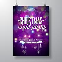 Vector Merry Christmas Party Design with Holiday Typography Elements